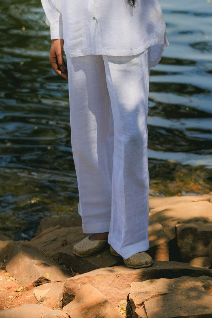 Kora Pants styled with matching linen shirt