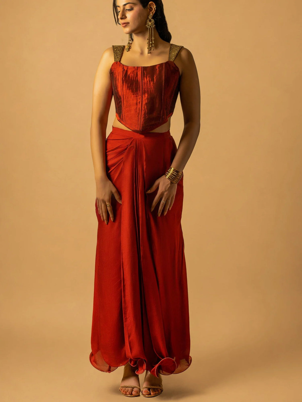 Rubyrose Chanderi Corset Set