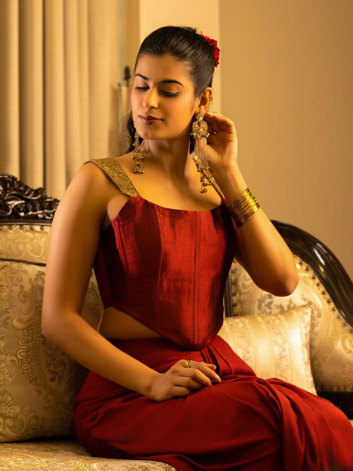 Rubyrose Chanderi Corset Set