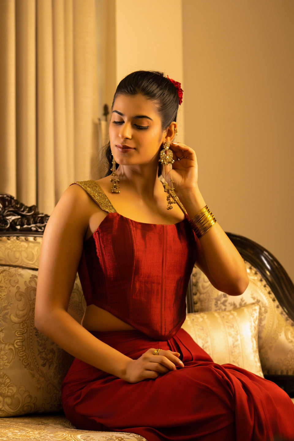 Rubyrose Chanderi Corset Set