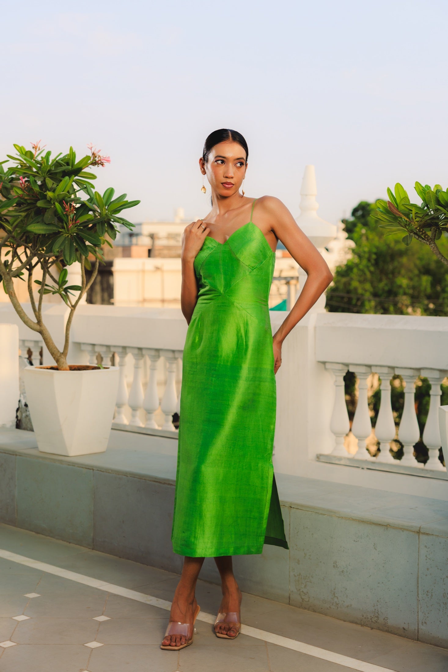 Mulberry Slip Dress full look campaign portrait