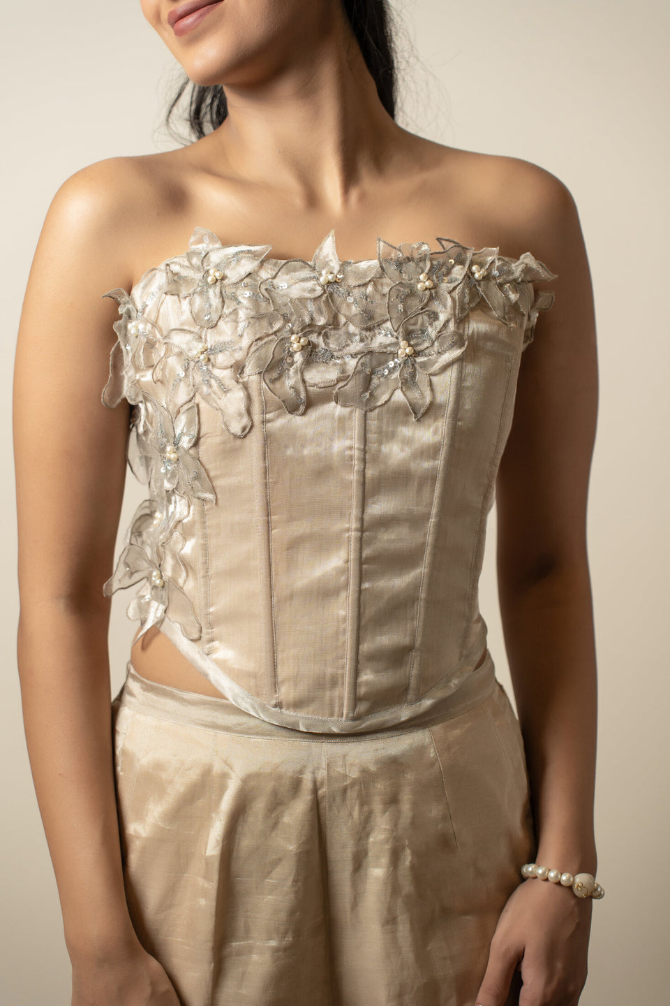 Clair de Lune Chanderi Corset Top | View 01