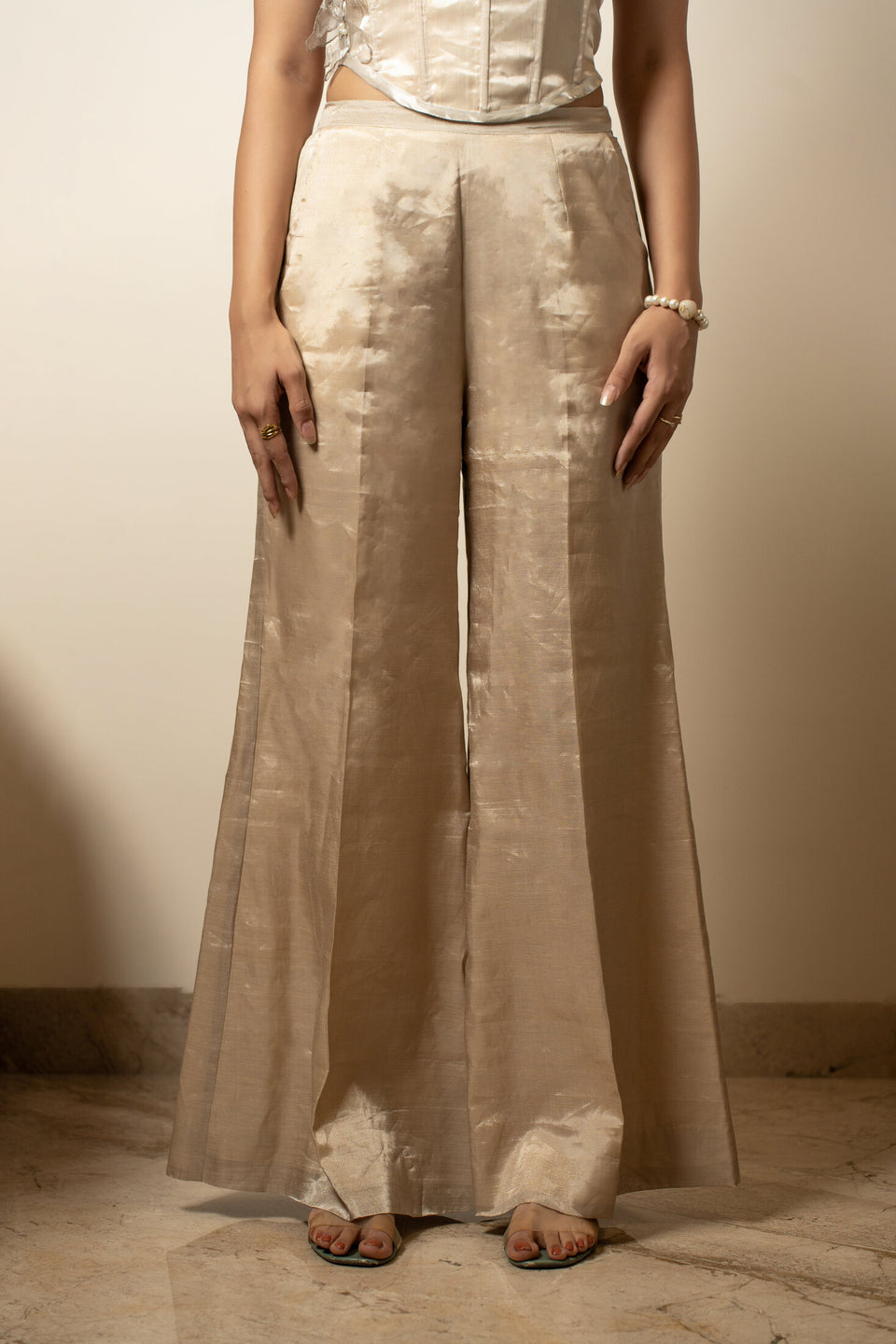 Clair de Lune Chanderi Palazzo Pants | View 01