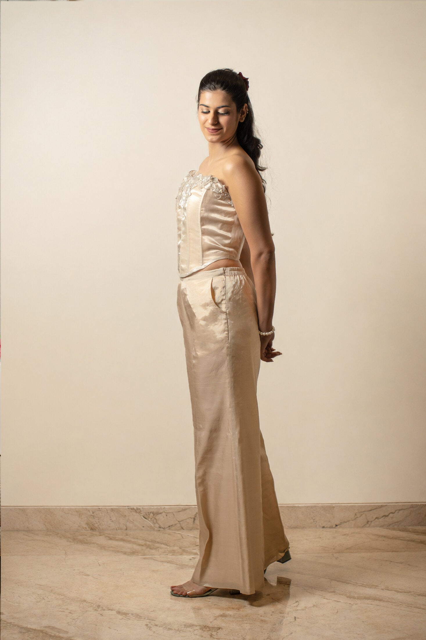Clair de Lune Chanderi Palazzo Pants | View 05
