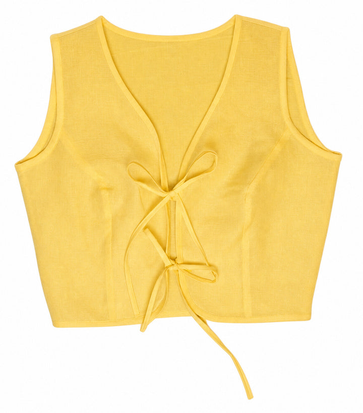 Front Tie-up Top - Butter Yellow