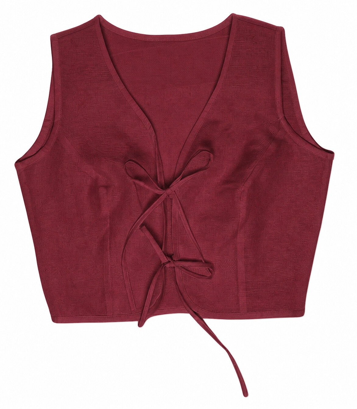 Front Tie-up Top - Maroon