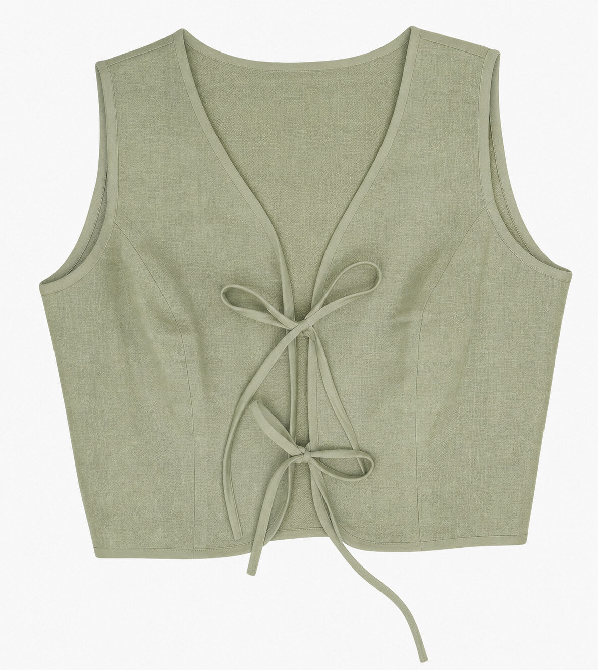 Front Tie-up Top - Sage Green