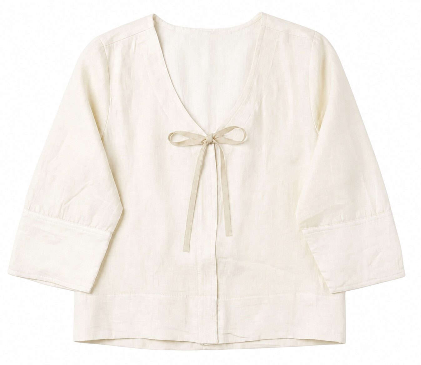Three-quarter Sleeve Top - Ivory White