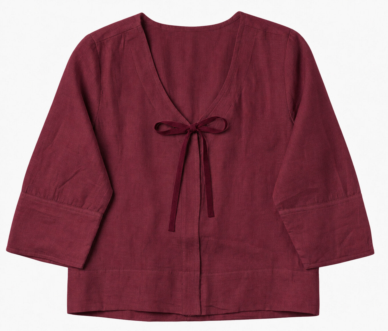Three-quarter Sleeve Top - Maroon
