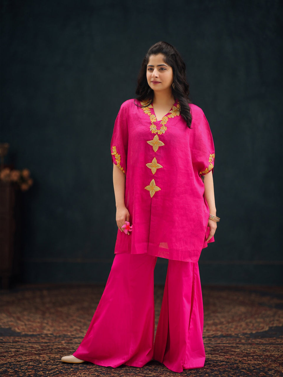 Fuchsia Kaftan Kurta Set — Dhoop Chaaun, view 1
