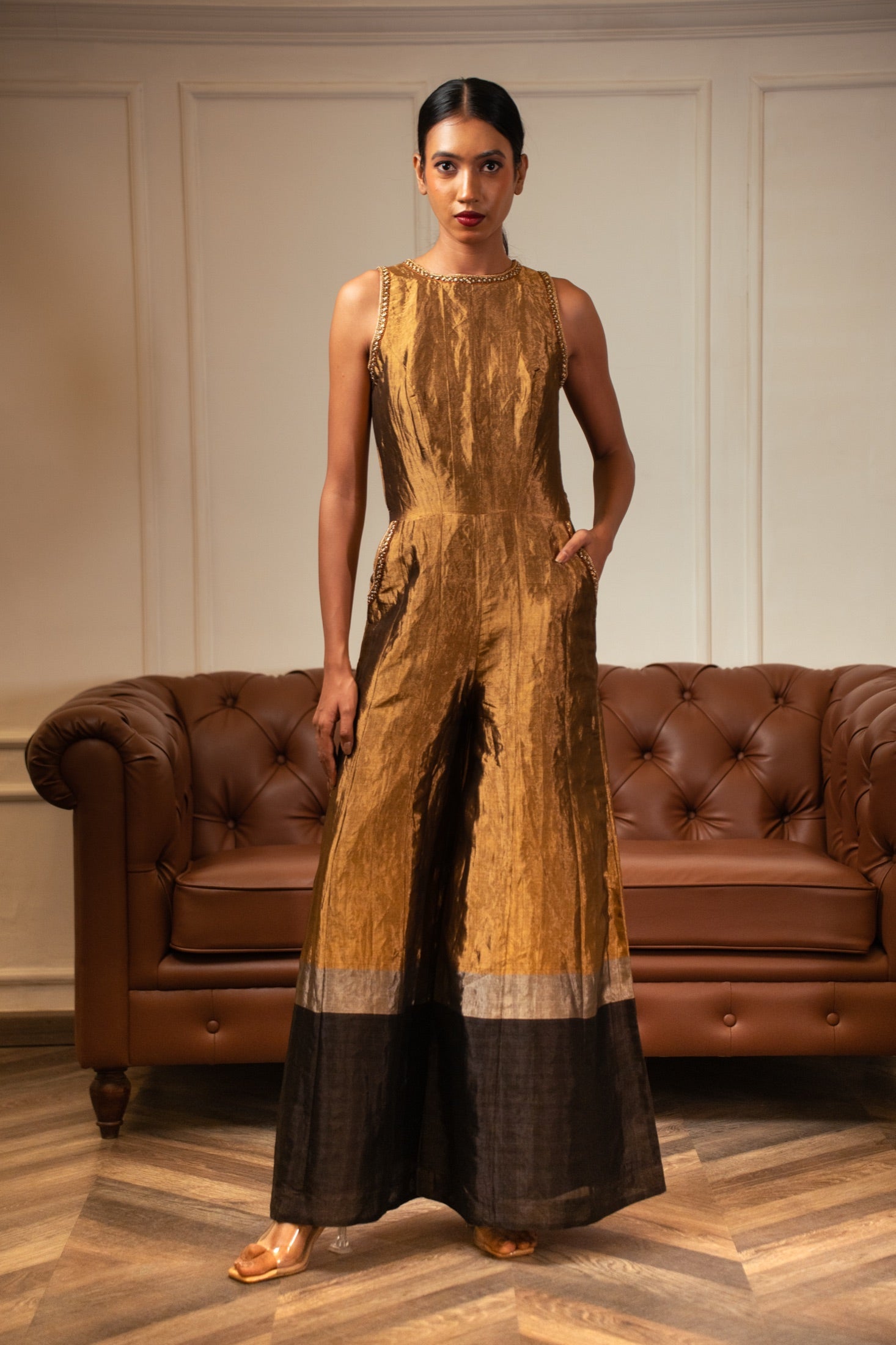 Gold Silk Jumpsuit view 1