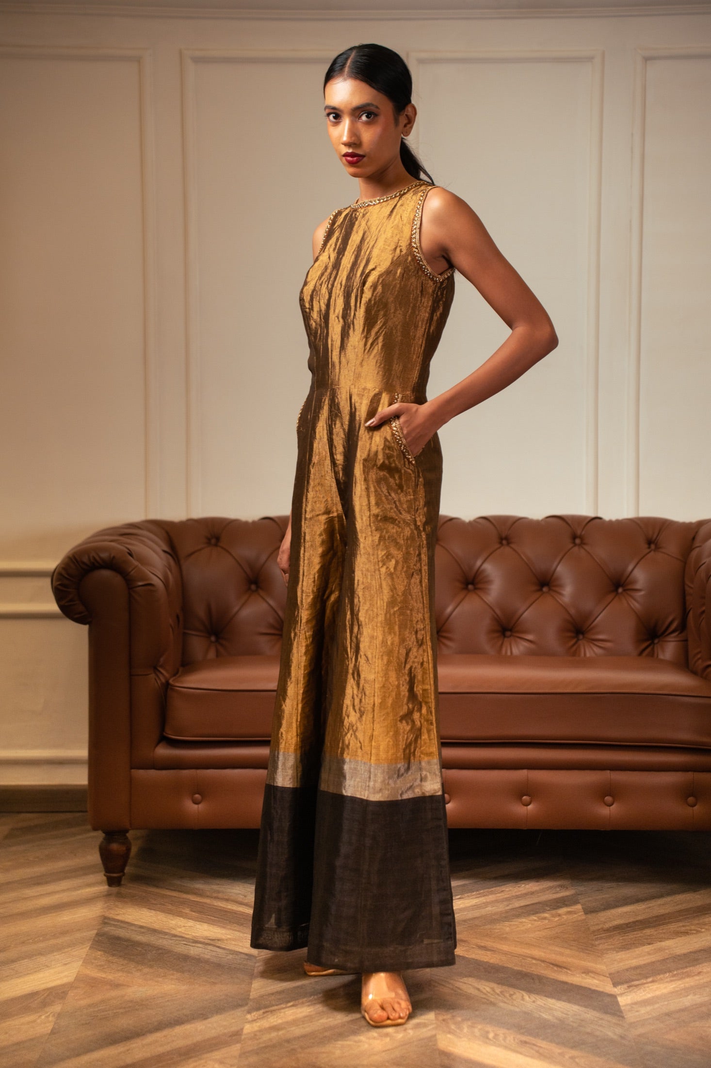 Gold Silk Jumpsuit view 2