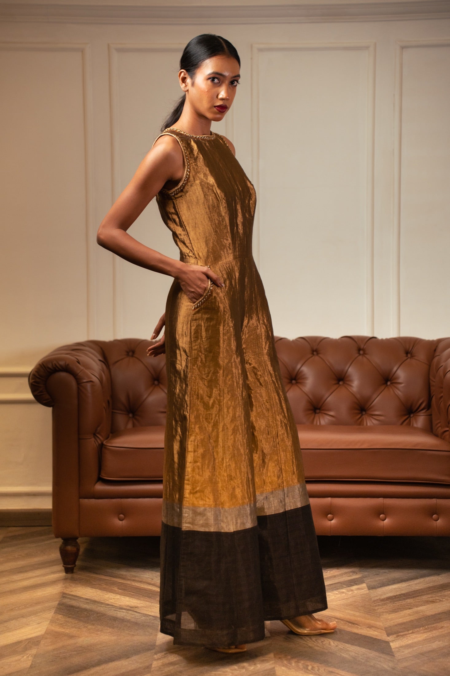Gold Silk Jumpsuit view 3