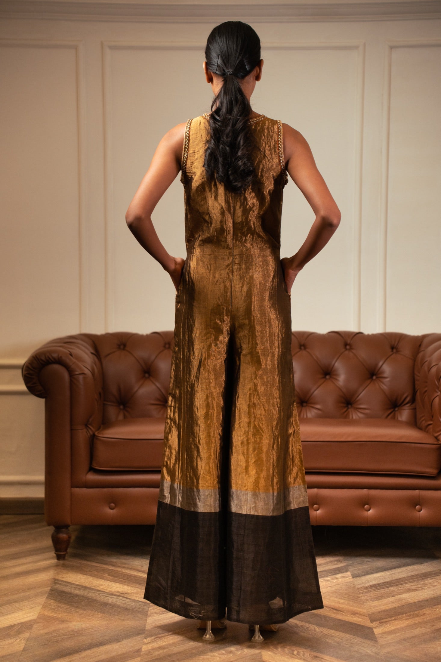 Gold Silk Jumpsuit view 4