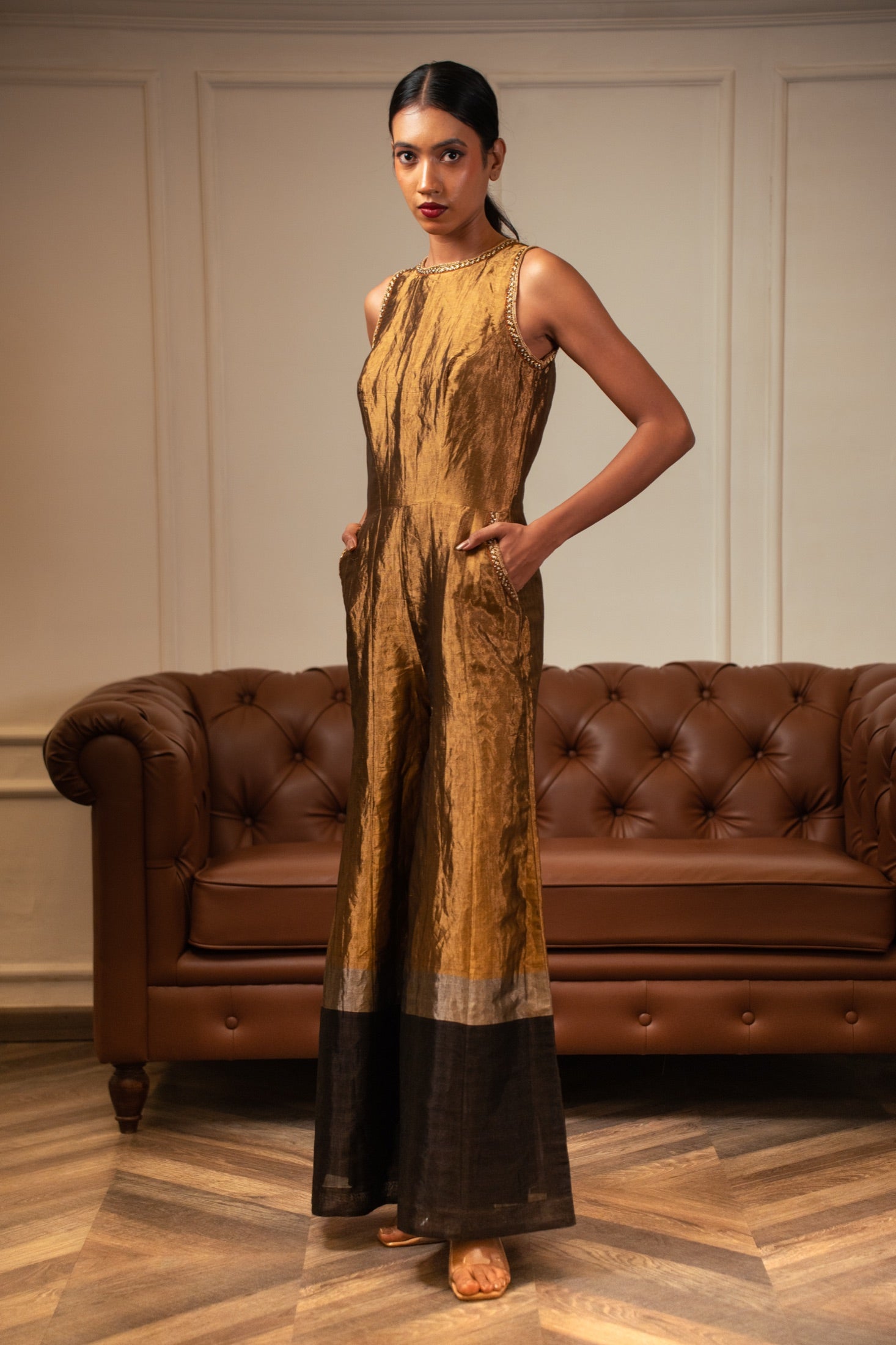 Gold Silk Jumpsuit view 5