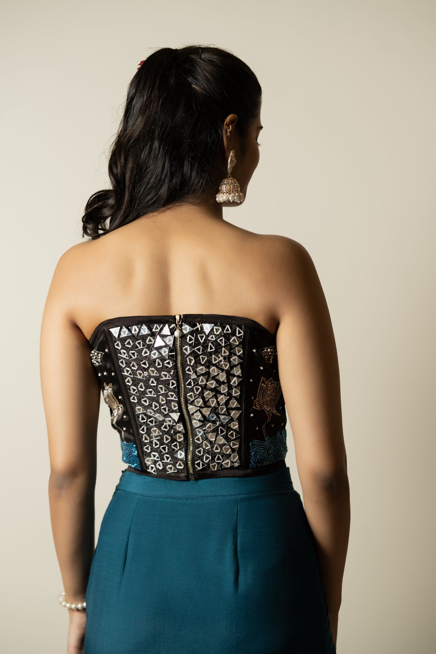 Raat Ki Rani Chanderi Corset Set | View 04