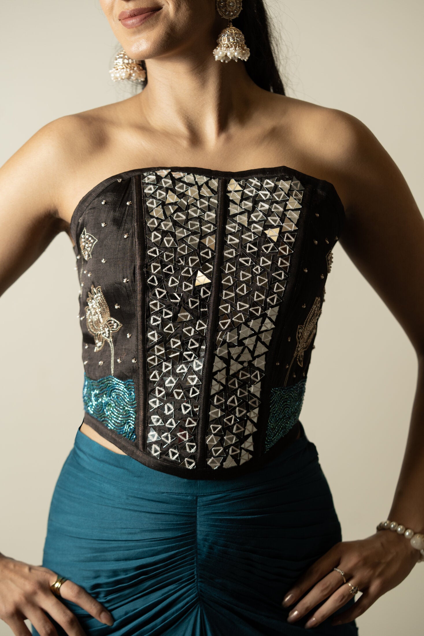 Raat Ki Rani Chanderi Corset Top | View 01