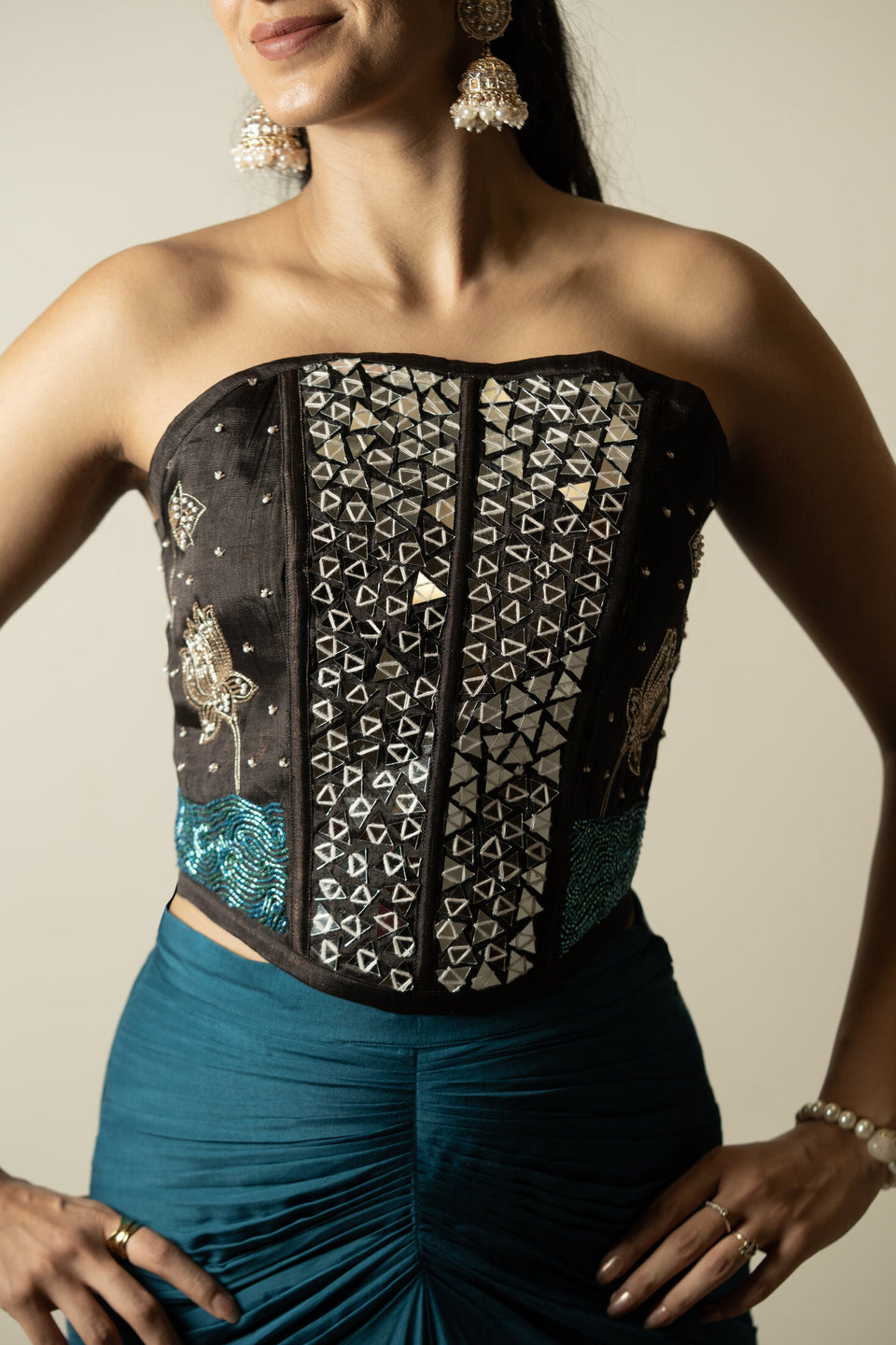 Raat Ki Rani Chanderi Corset Top | View 01