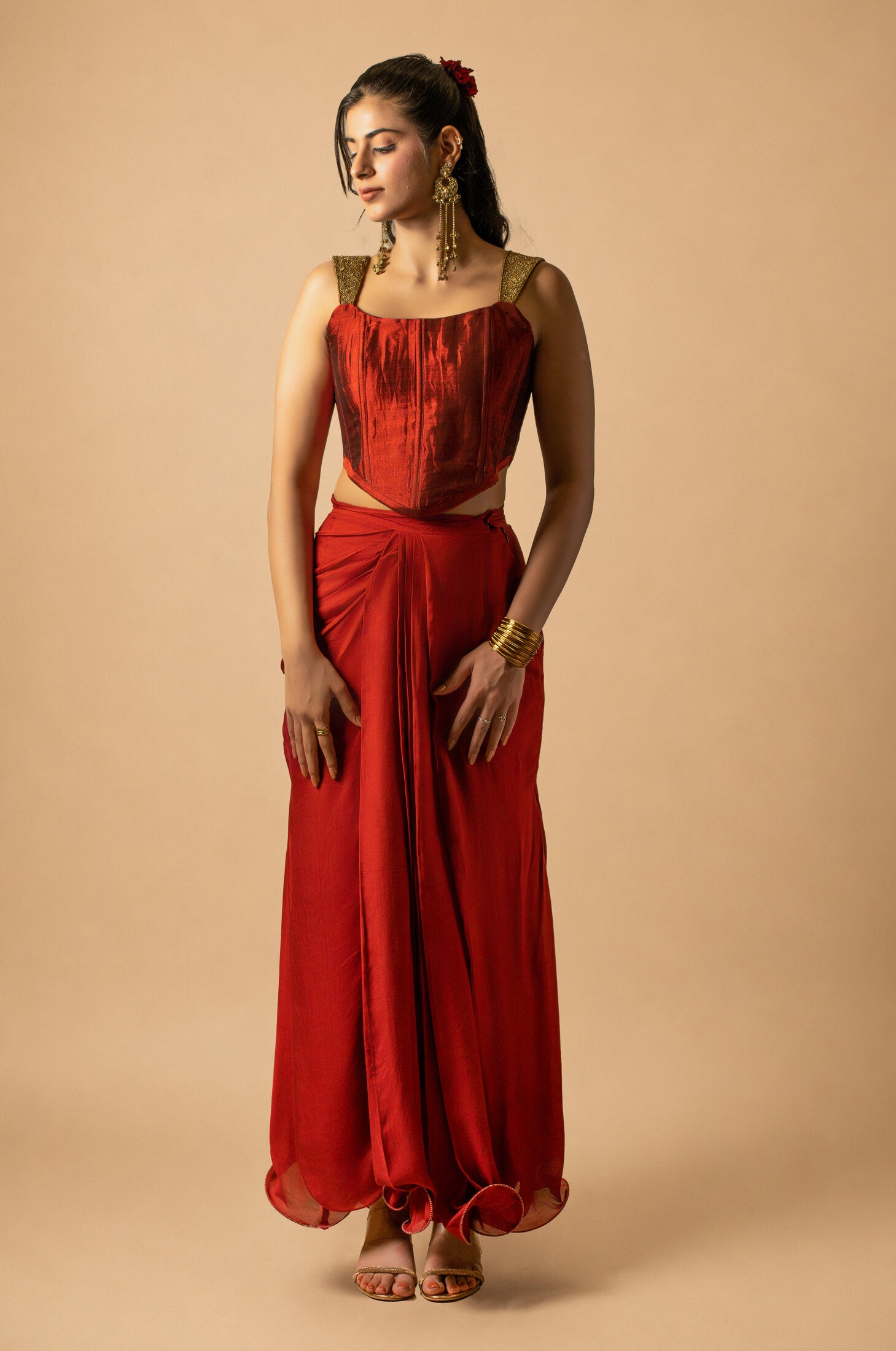Rubyrose Chanderi Corset Set