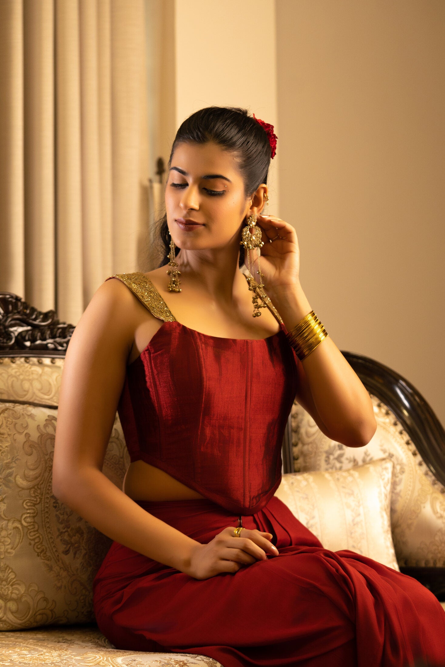 Rubyrose Chanderi Corset Set | View 04