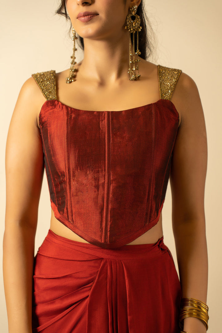 Rubyrose Chanderi Corset Top | View 01