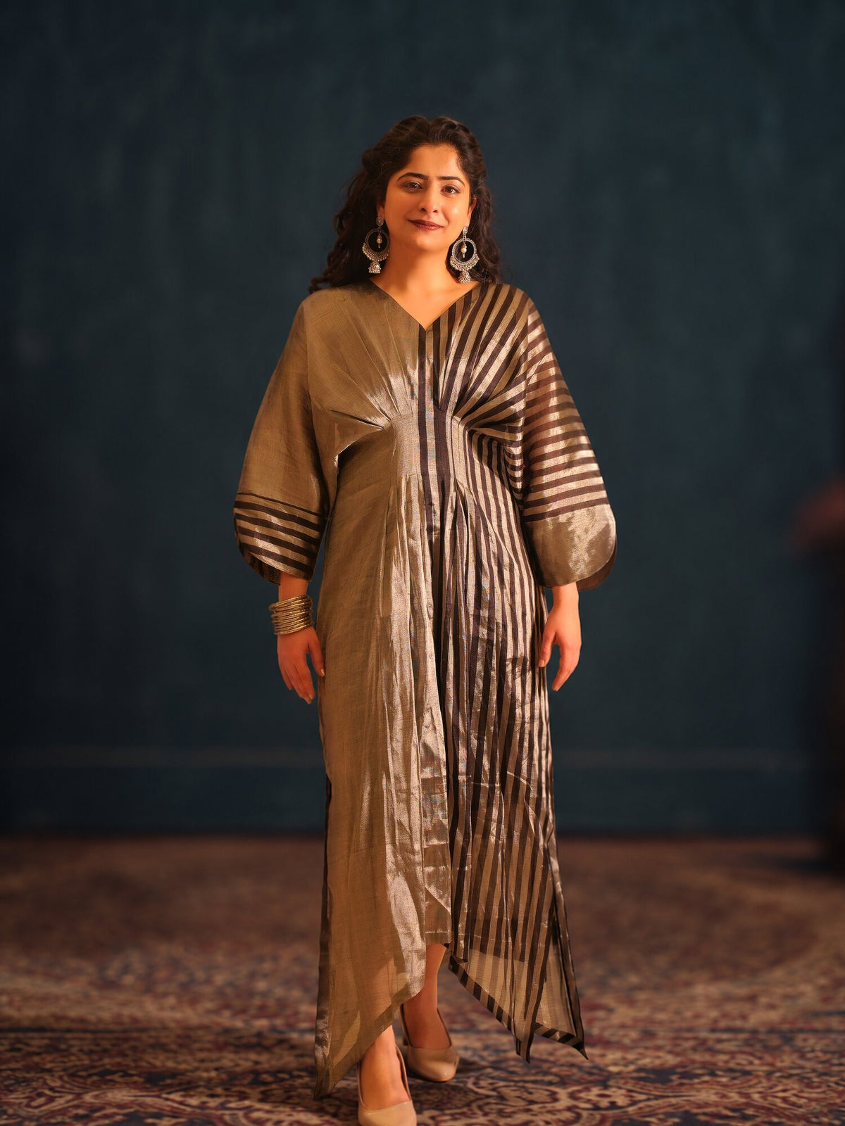 Silver Kaftan Dress — Dhoop Chaaun, view 1