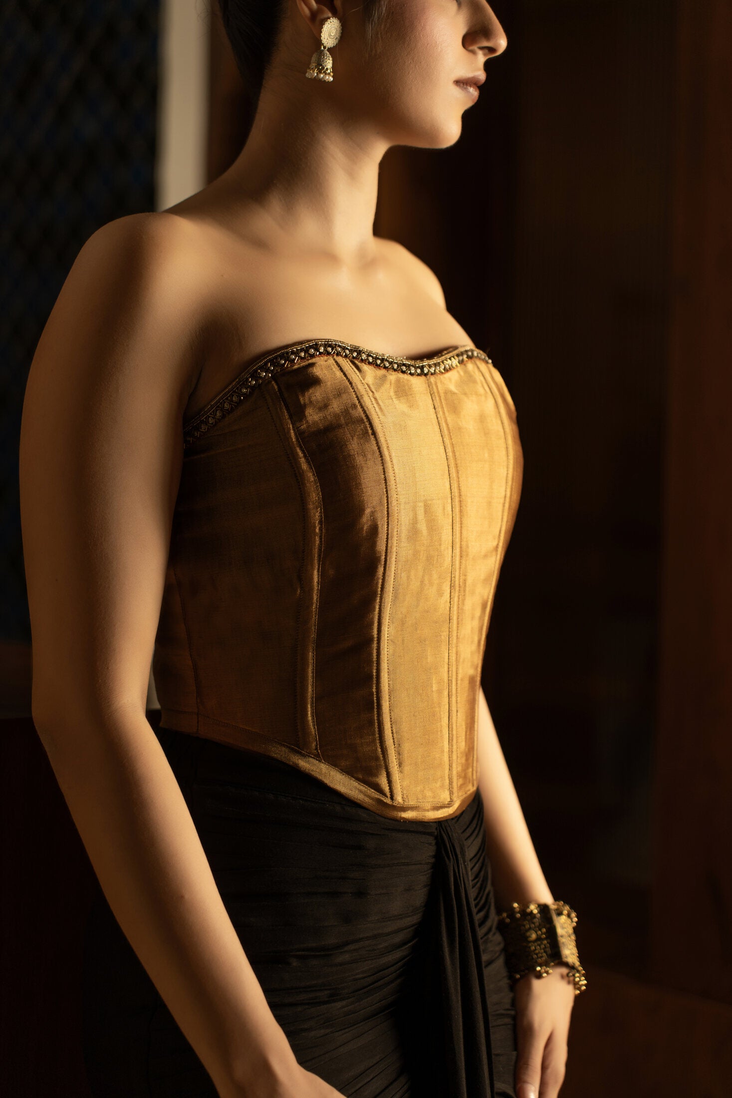 Sunehri Chanderi Corset Set | View 05