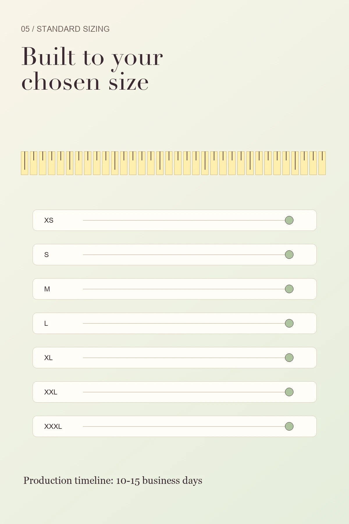 Designer for a Day standard sizing notes